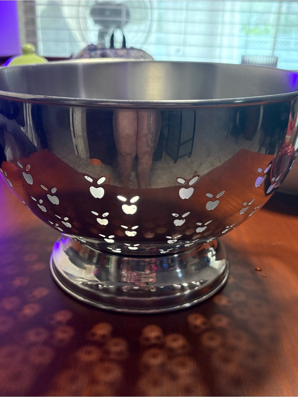 Polished Stainless Steel Strainer with Apple Cutouts - Silver